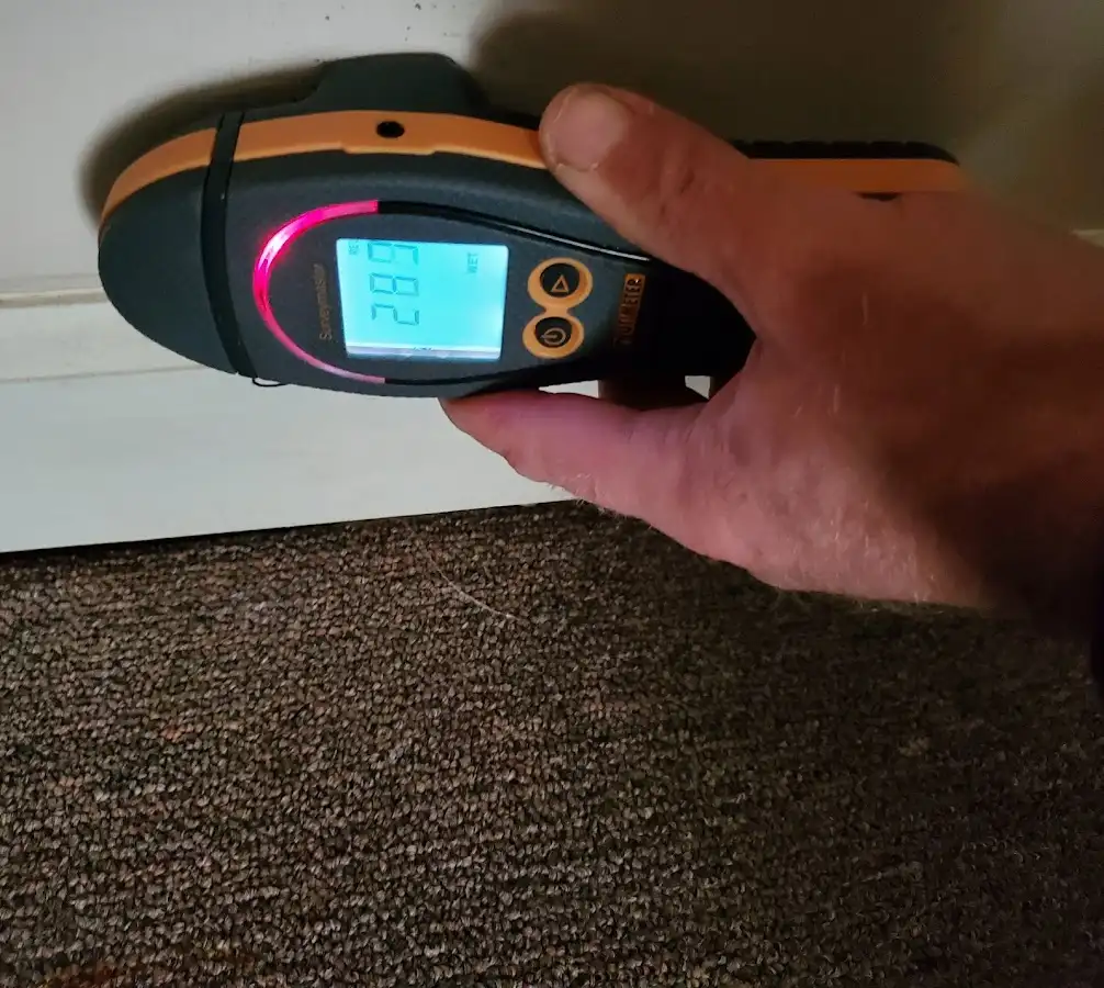 Moisture detection at baseboard during Storm Damage Restoration in Everett